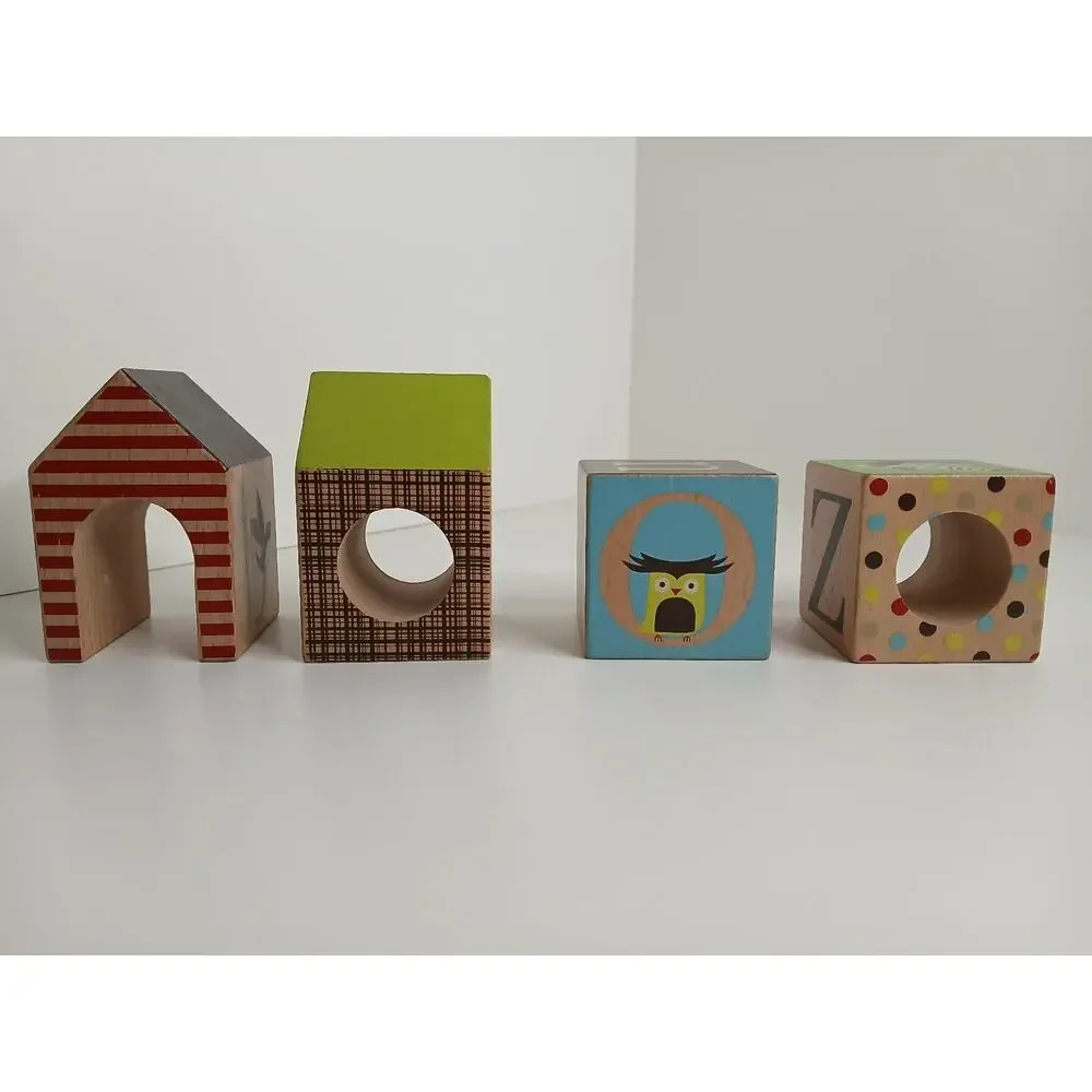 Skip Hop Alphabet Zoo ABC Wooden Blocks Whimsical Colorful 14 PC Set Complete